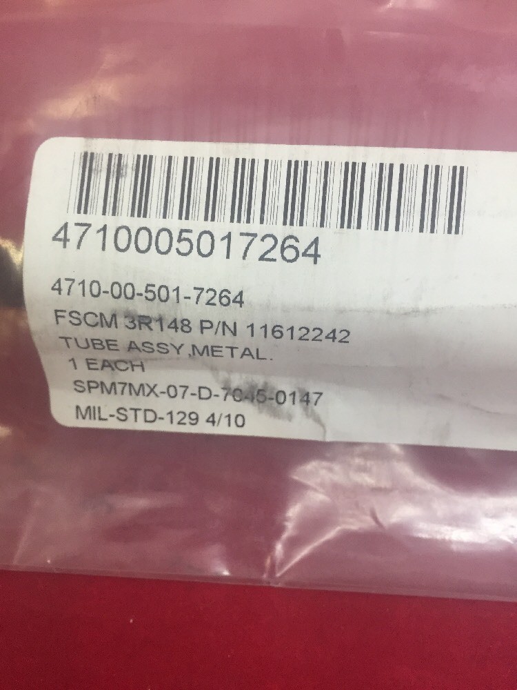 NEW Metal Tube Assembly 11612242 42″ 0.25″ O.D. Swivel Nut Inverter Flare Single