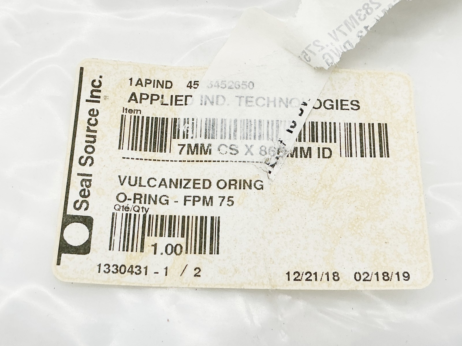 New Applied Industrial Technologies 283M7V – O-Ring 7MMCSX866MM ID