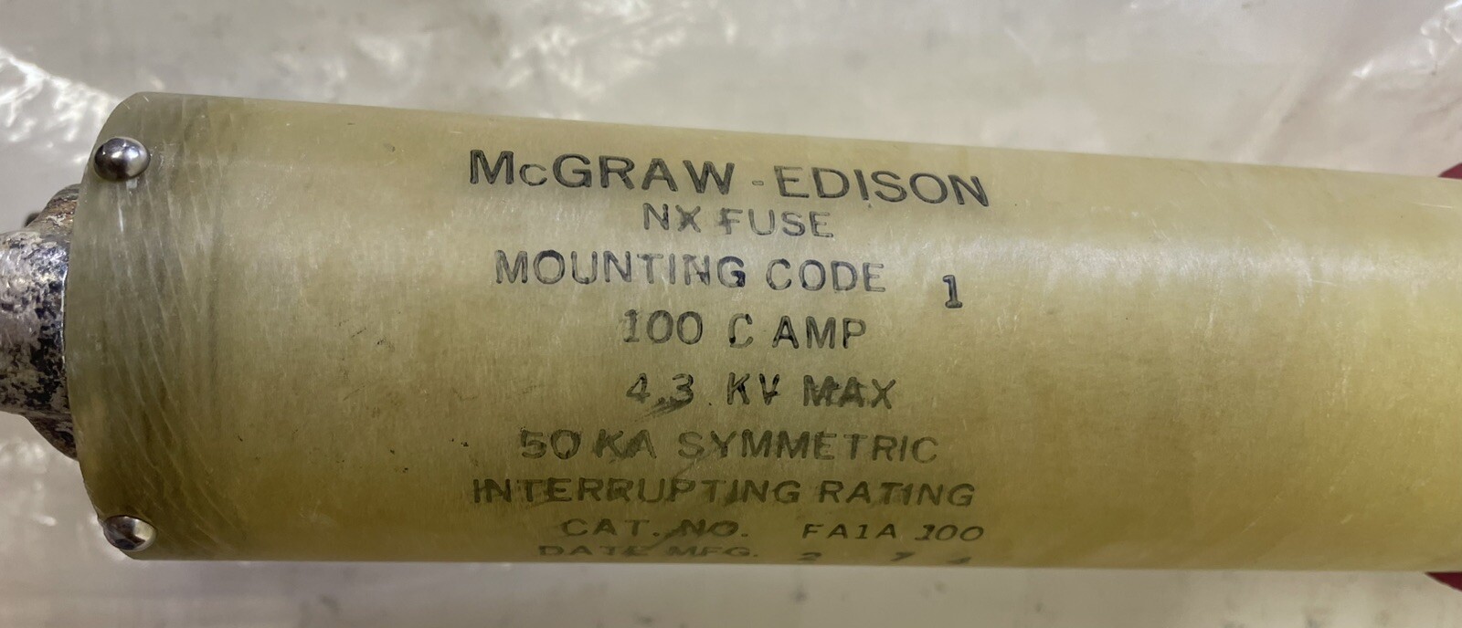 McGRAW EDISON FA1A100 NX 100C AMP 4.3 KV FUSE
