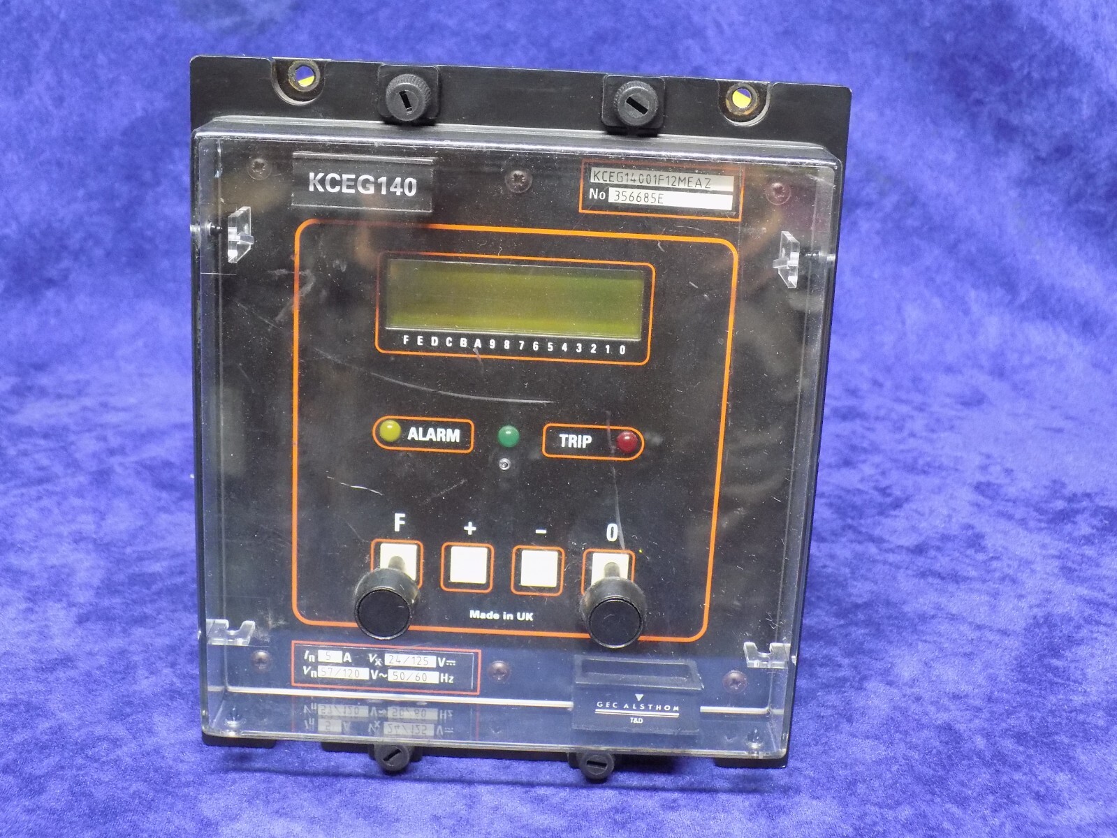 USED GEC ALSTHOM KCEG140 DIFFERENTIAL OVERCURRENT RELAY KCEG14001F12MEAZ