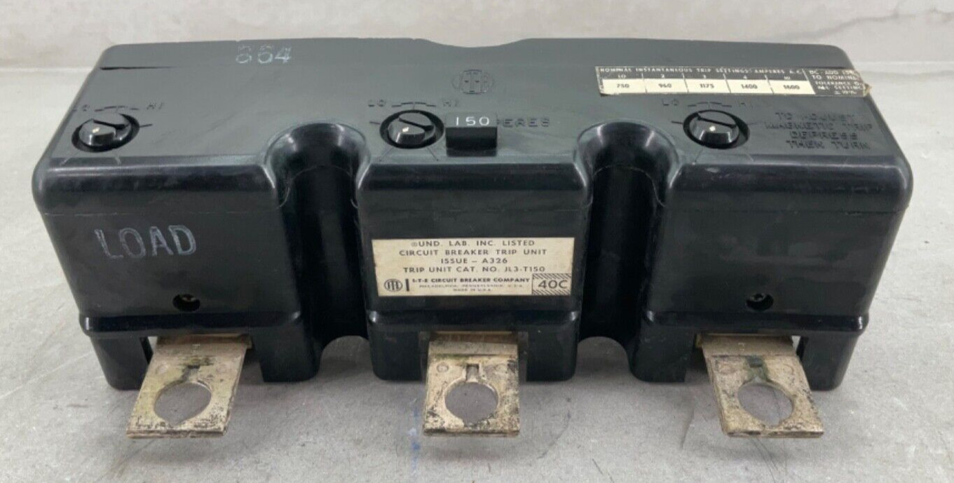 I-T-E JL3-T150 CIRCUIT BREAKER TRIP UNIT THERMAL MAG ADJ 750-1600 150A 3P 600VAC