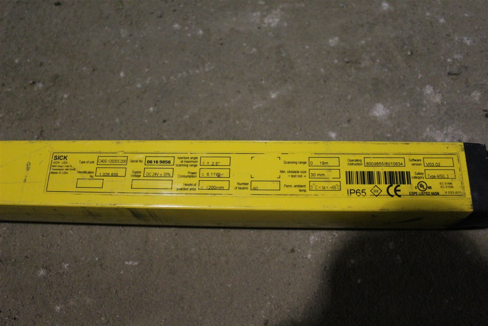 Sick C40S-1203DC200 C4000 Light Curtain Transmitter *FREE SHIPPING*