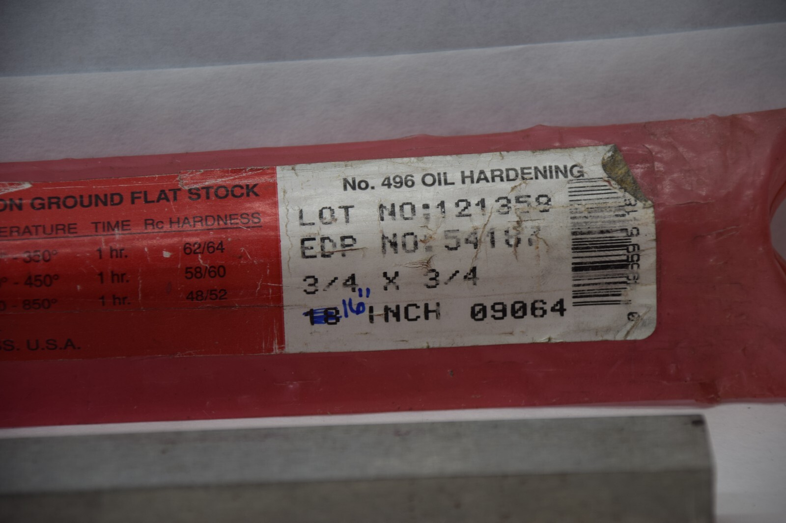 STARRETT 496 54187 3/4″ x 3/4″ x 16″ Oil Hardening STEEL Solid Bar Flat Stock