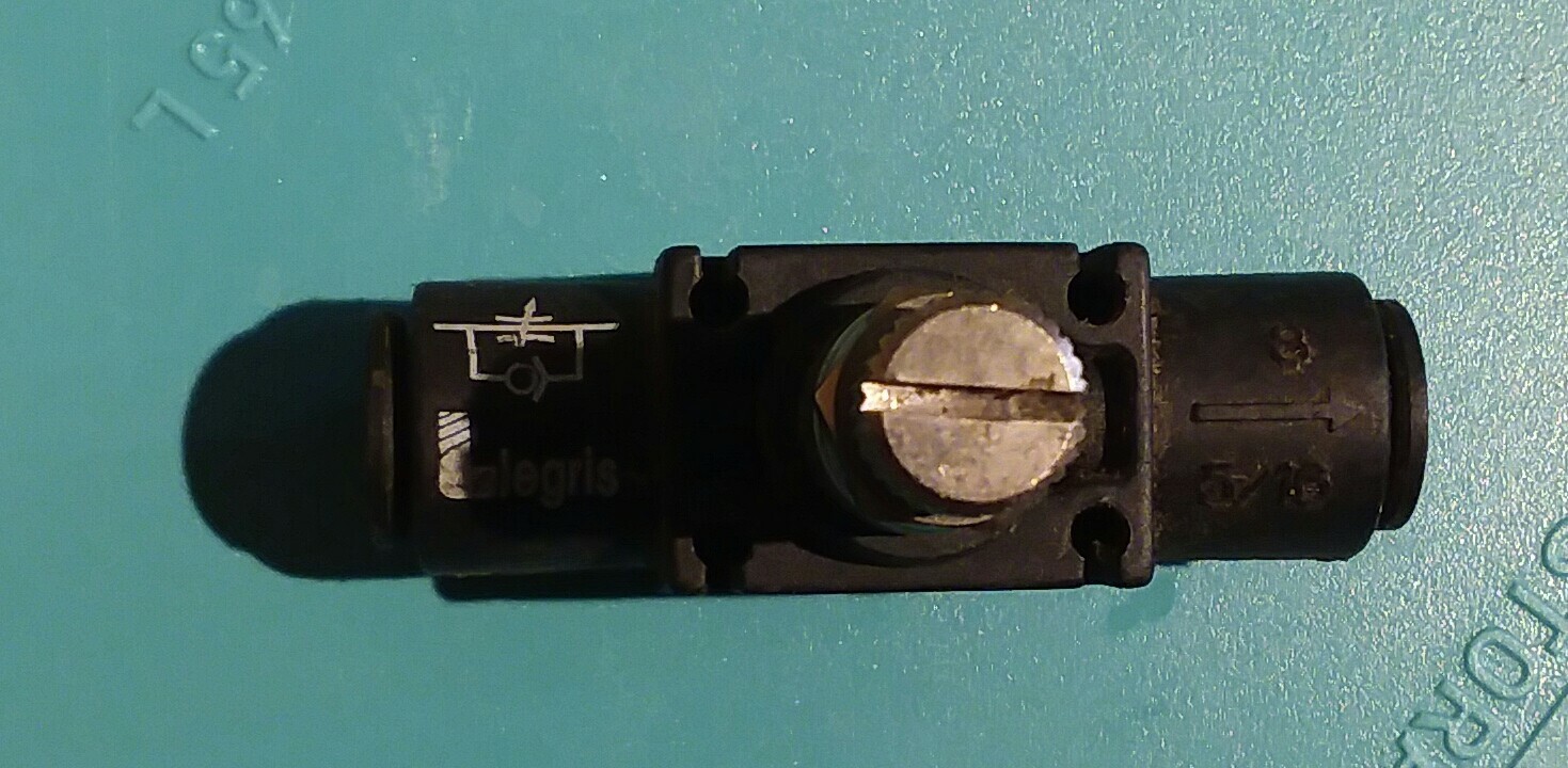 Legris 8mm – 5/16 Tube OD Inline Flow Control Valve. Tube x Tube 7770 08 00