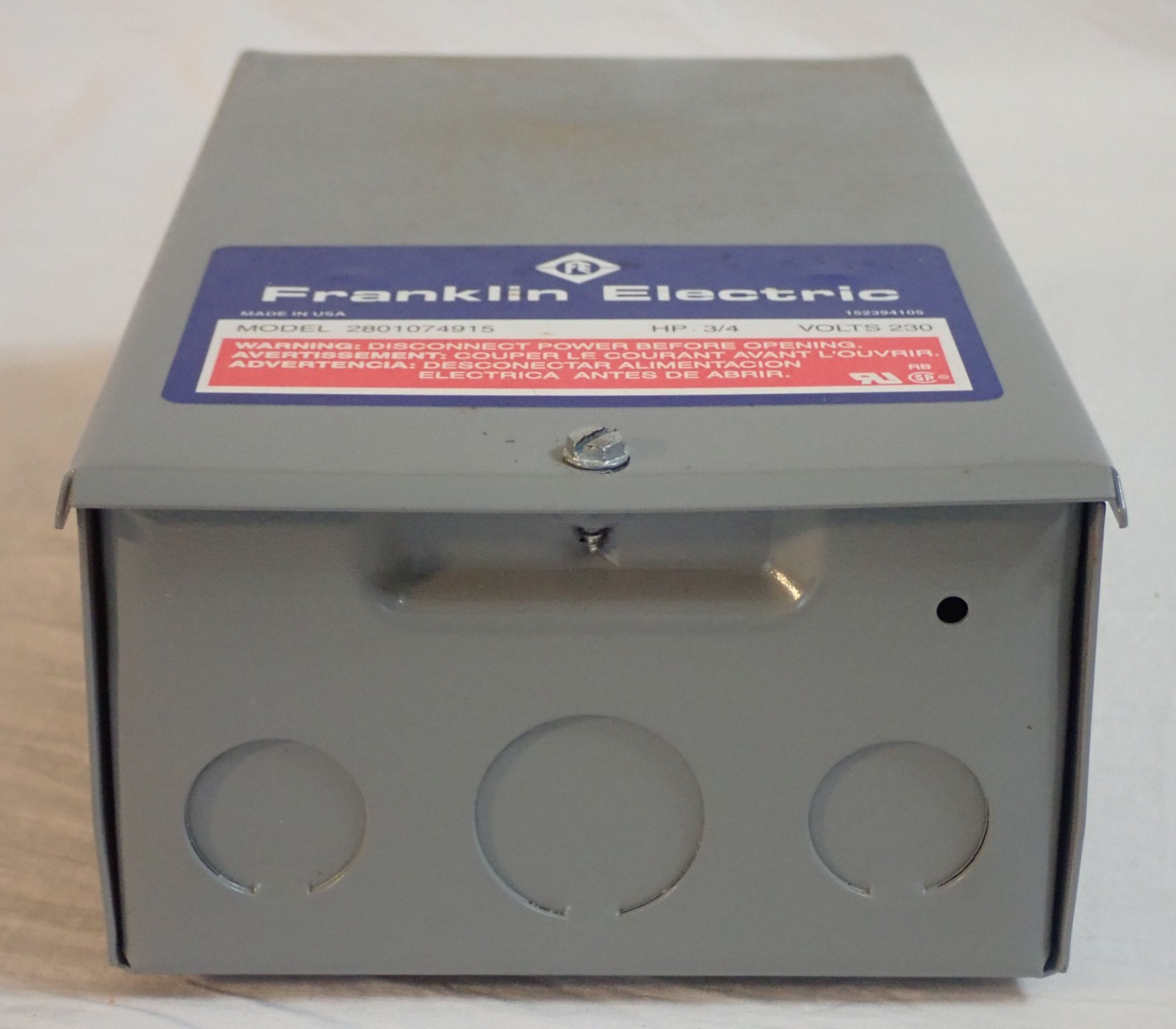 NOS FRANKLIN ELECTRIC 2801074915 SUBMERSIBLE MOTOR CONTROL BOX 3/4HP 230V 60HZ