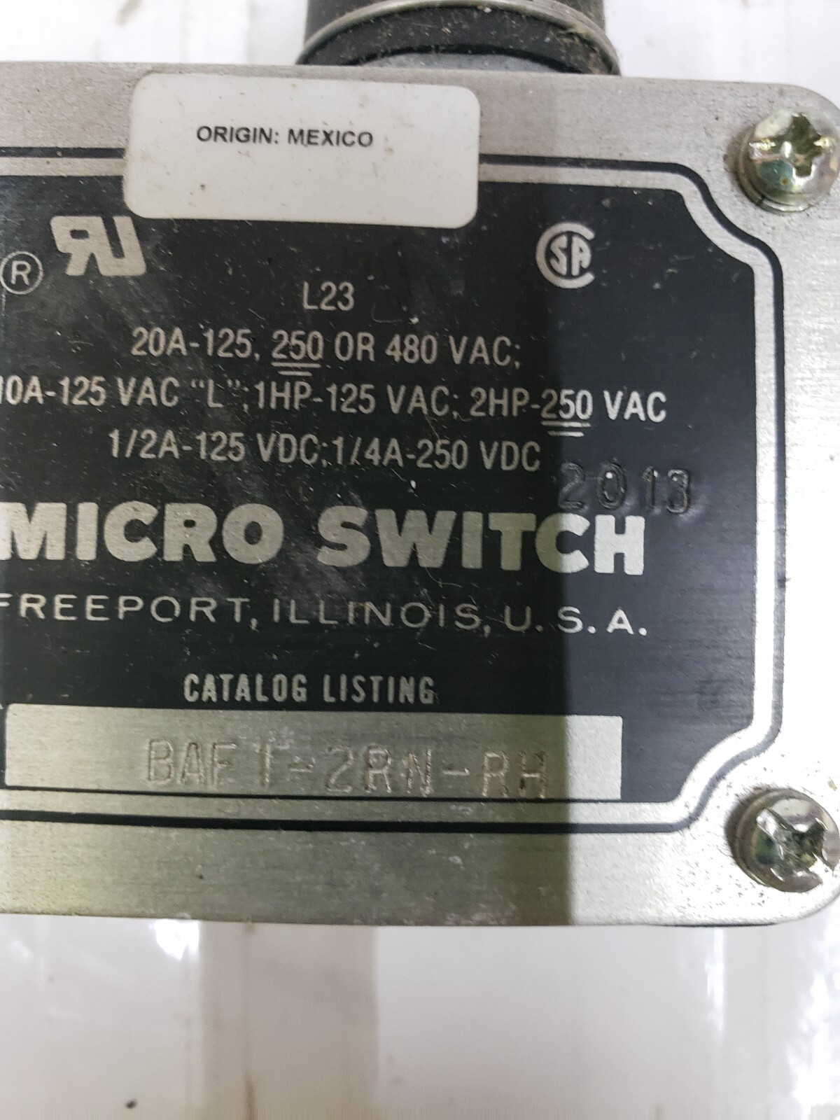 MICRO SWITCH BAF1-2RN -RH