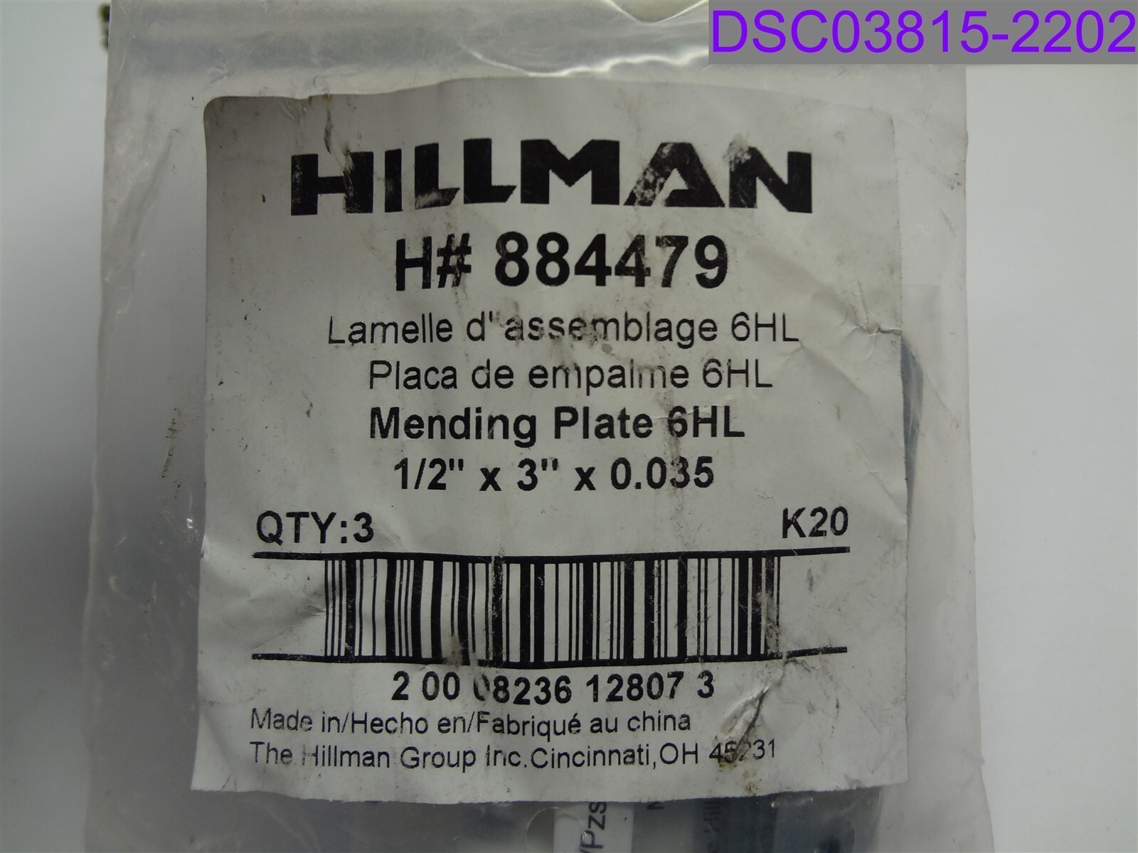 Qty = 18 (3 Packs x 6): Hillman Mending Plate 6HL 1/2″ x 3″ x .035 P/N 884479