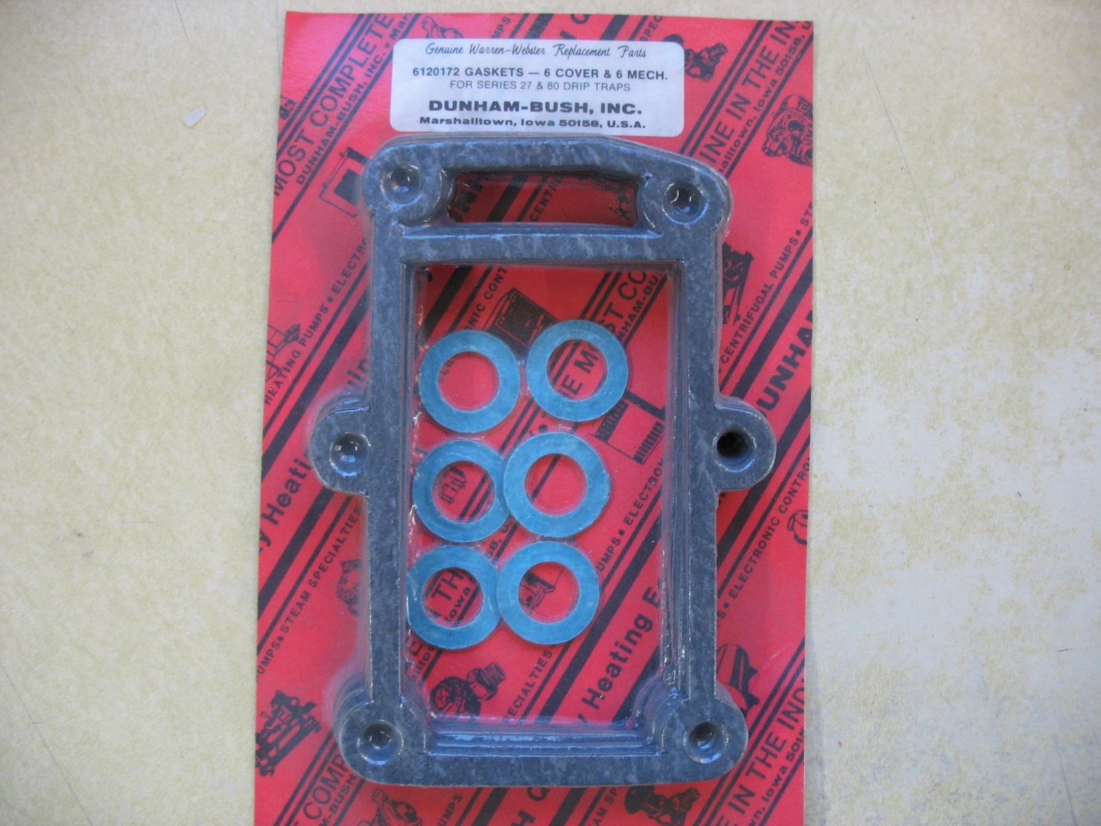 DUNHAM-BUSH 6120172 6 GASKET WASHERS KIT FOR SERIES 80 27 DRIP TRAP