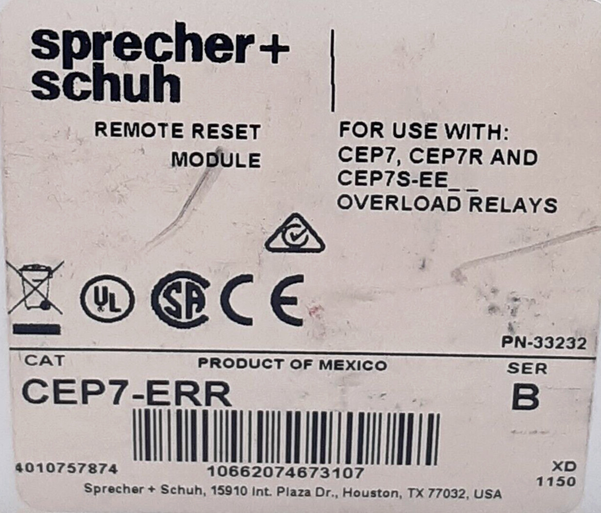 Sprecher+Schuh CEP7-ERR Remote Reset Module