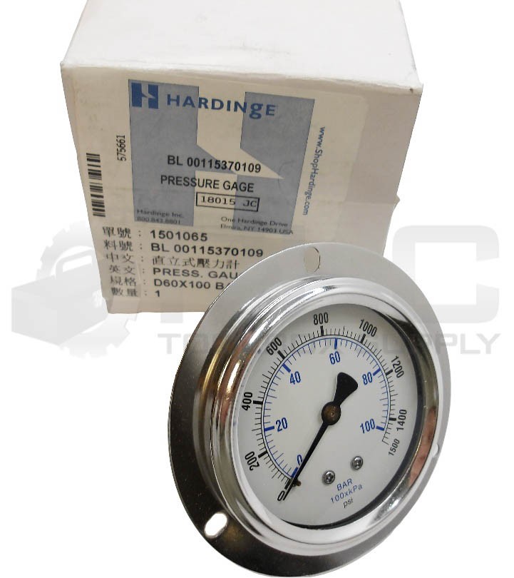 NEW HARDINGE BL 00115370109 PRESSURE GAUGE 100 BAR 1/4 PT