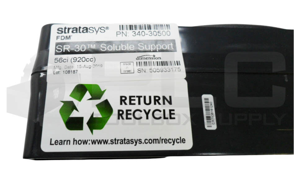 STRATASYS SR-30 SOLUBLE SUPPORT 4% 56CI 340-30500 108187 *READ*