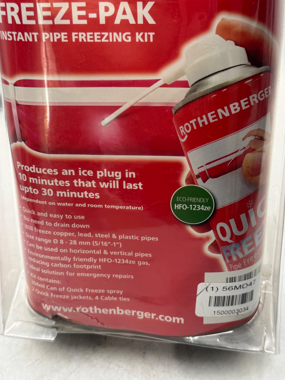Rothenberger Freeze-Pak Instant Pipe Freezing Kit Pipe Freezer 300ml Red Eco