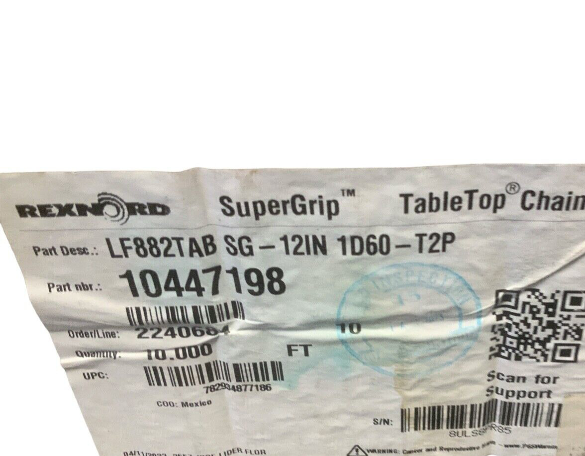 REXNORD LF882TAB SG-12IN 1D60-T2P CONVEYOR CHAIN