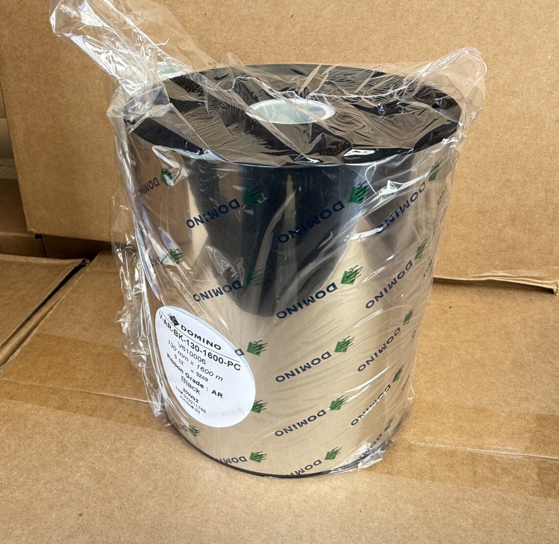Box Of 5 Domino V-AR-BK-130-1600-PC Transfer Ribbon AR Black 130mm X 1600m *New
