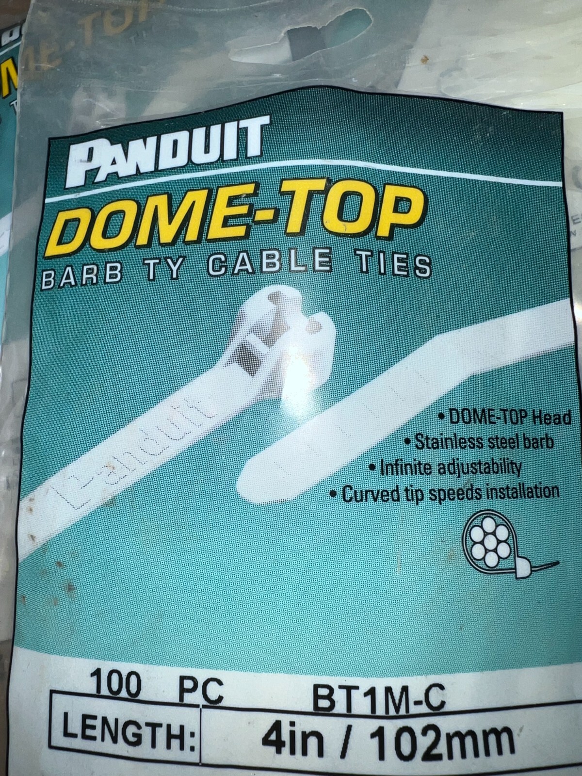 PANDUIT DOME TOP BARB TY CABLE TIES WHITE LENGTH 4IN/102MM LOT OF 13