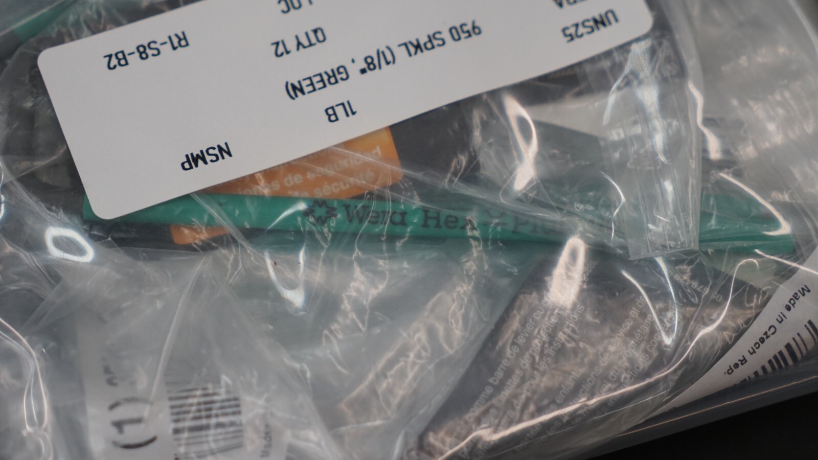 Wera 950 SPKL Ball End Hex Key, 1/8″ L-Key, Green (QTY 12)