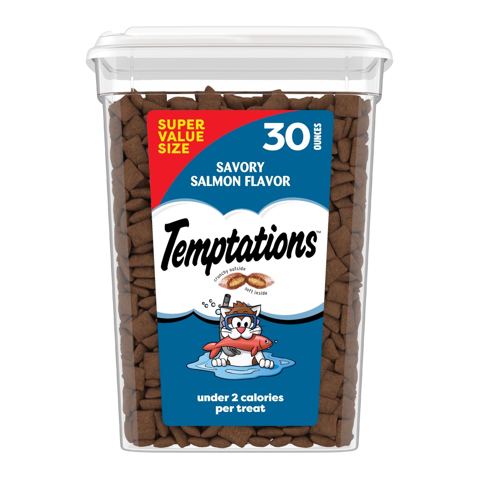 4 PACK Temptations Cat Treats Classic Crunchy and Soft Cat Treats, Salmon, 30 oz