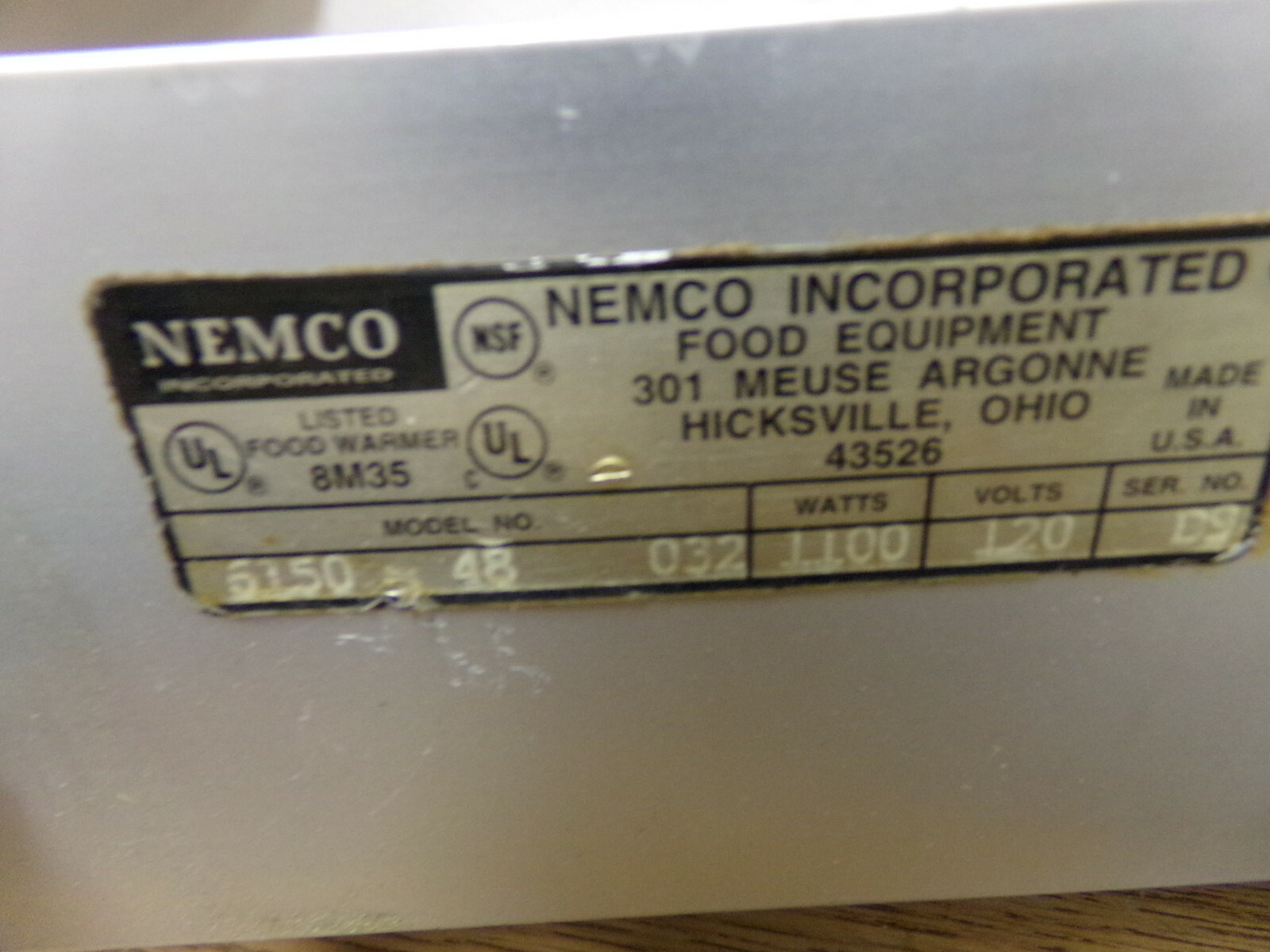 Nemco 48″ Food Warmer Model 6150 48 032 1100W 120V D9 *FREE SHIPPING*