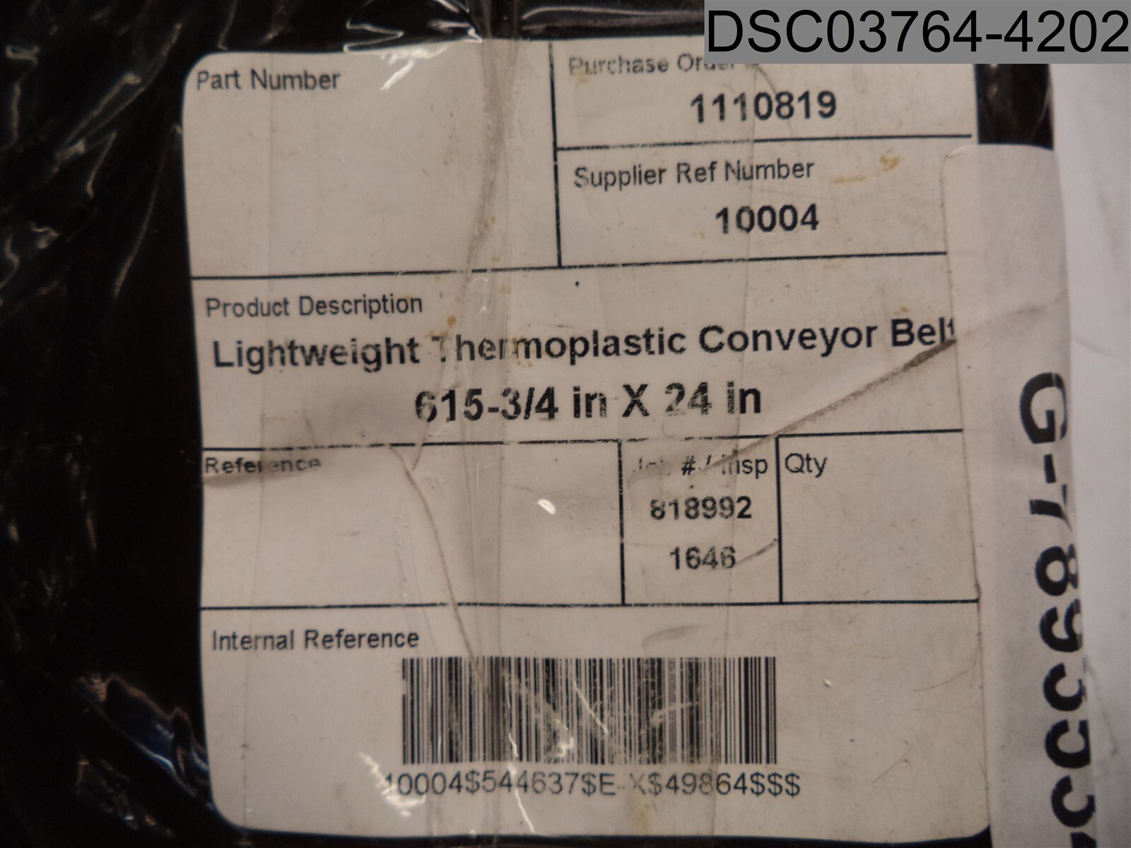 Lightweight Thermoplastic Conveyor Belt, 615-3/4″ X 24 “, 10004