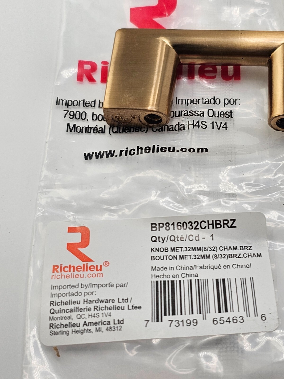 (QTY 10) Richelieu Hardware 8/32 Cabinet Drawer Champagne Bronze BP816032CHBRZ