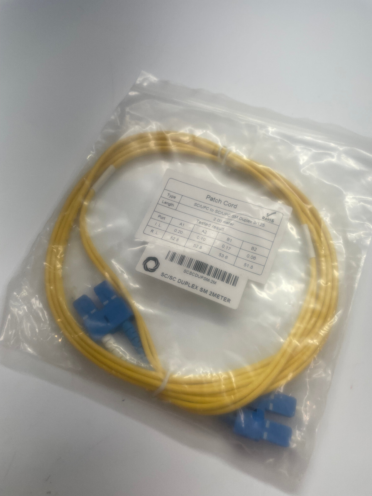 Lynn Electronics SCSCDUPSM-2M 9/125 Yellow Duplex Single-Mode Fiber Optic Patch