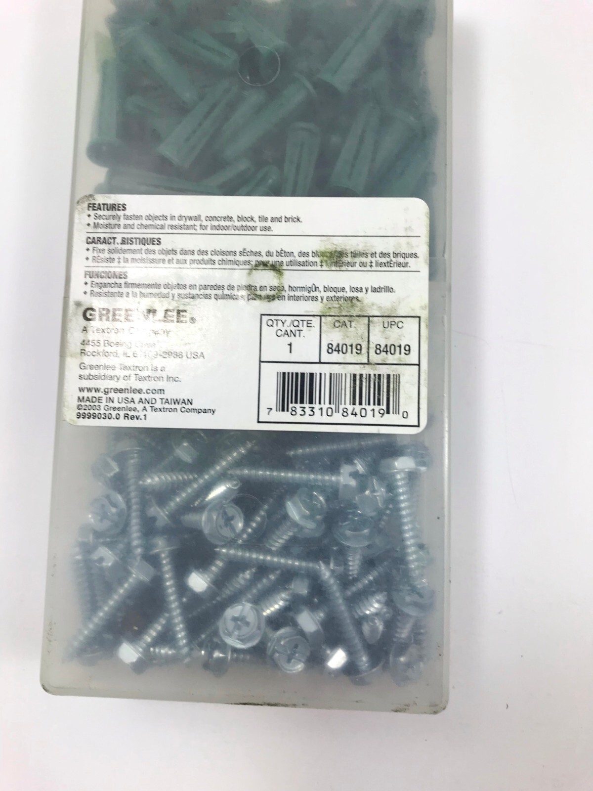 GREENLEE 84019 ANCHOR KIT CONICAL (#10X1, 84019)