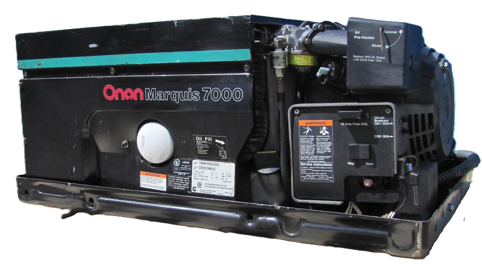 Cummins Onan Marquis 7000 Watt RV Mobilehome Gas Generator 120V Output