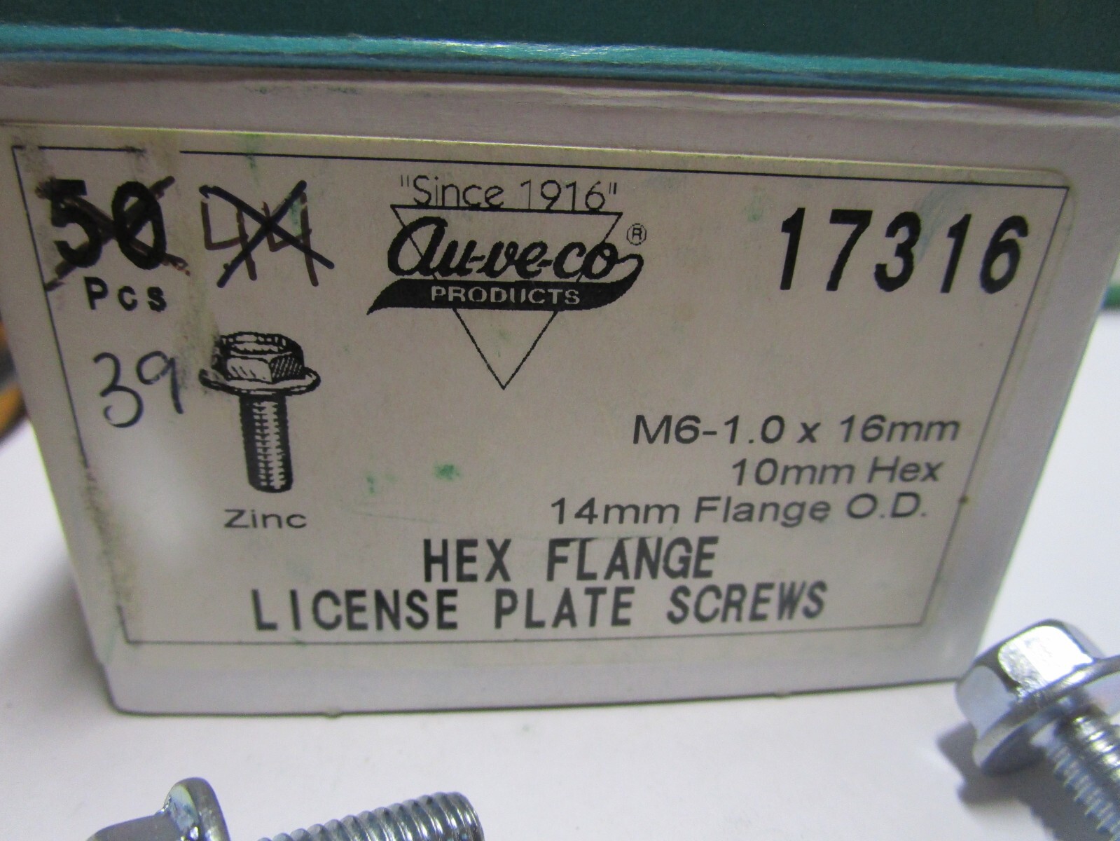 M6-1.0 x 16 Zinc Hex Flange Screw QTY 39