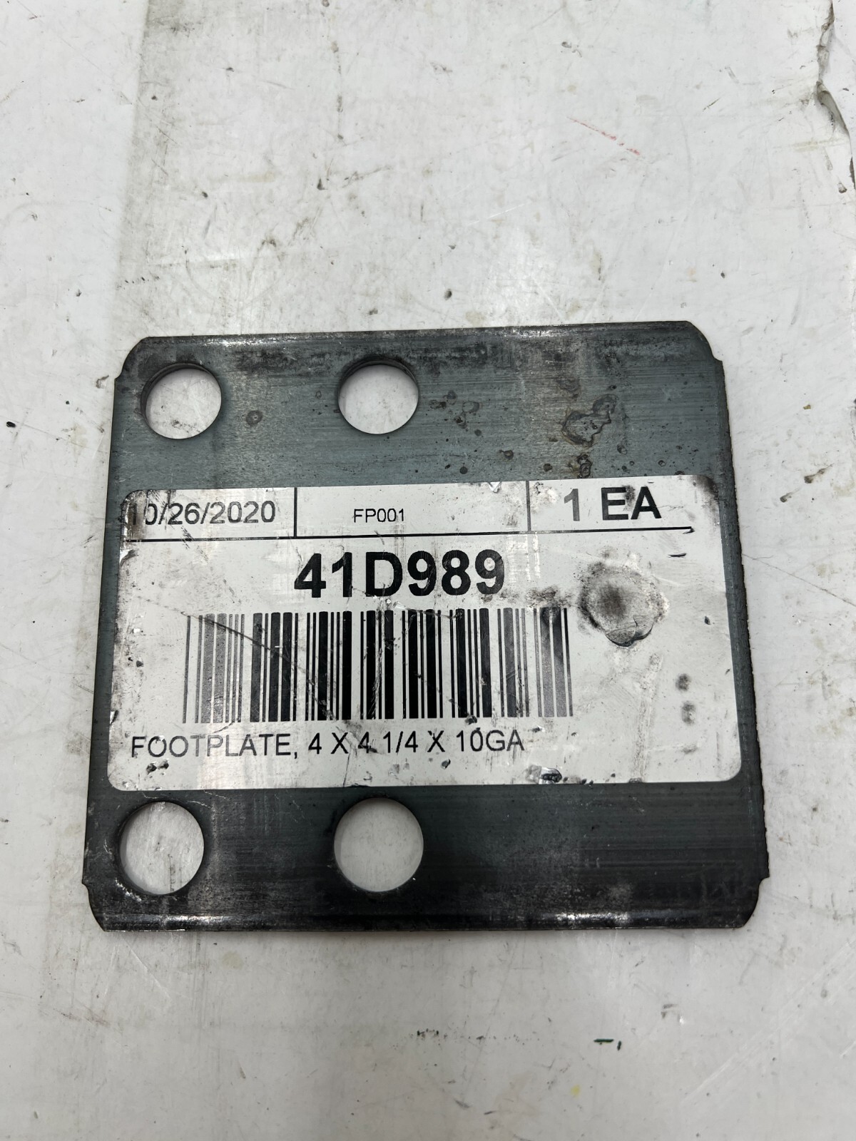 (Qty 25) Upright Shim Footplate 4 X 4-1/4 in 10GA Steel Unfinished 41D989