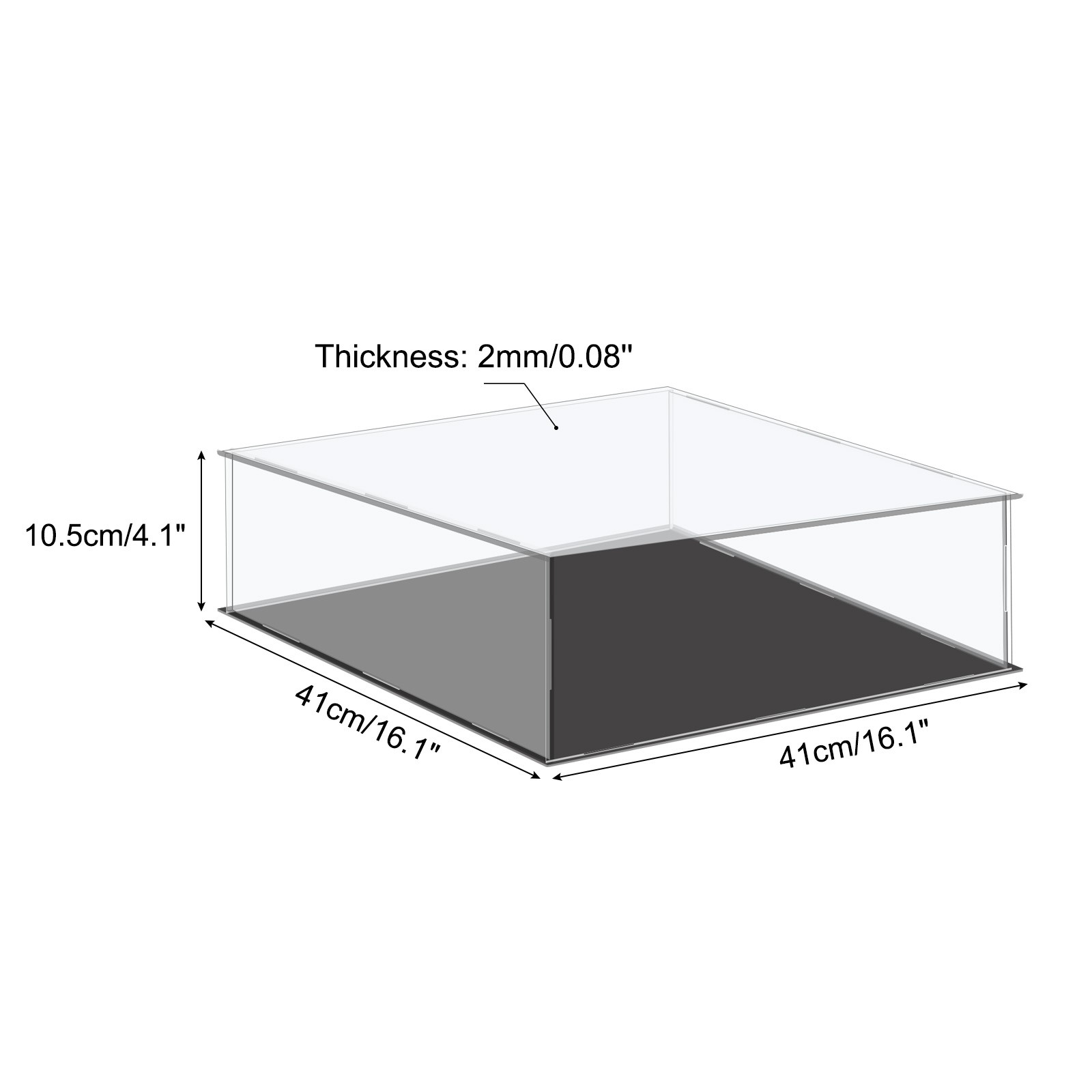 Acrylic Display Case Plastic Box Cube Storage Box Clear 41x41x10.5cm