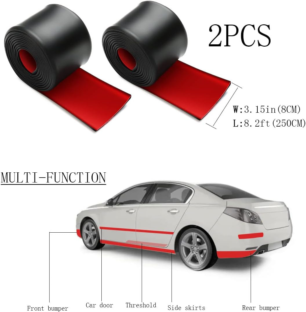 8.2Ft*3.15In Side Skirts for Cars Universal,Universal Rubber Anti-Scratch Side S