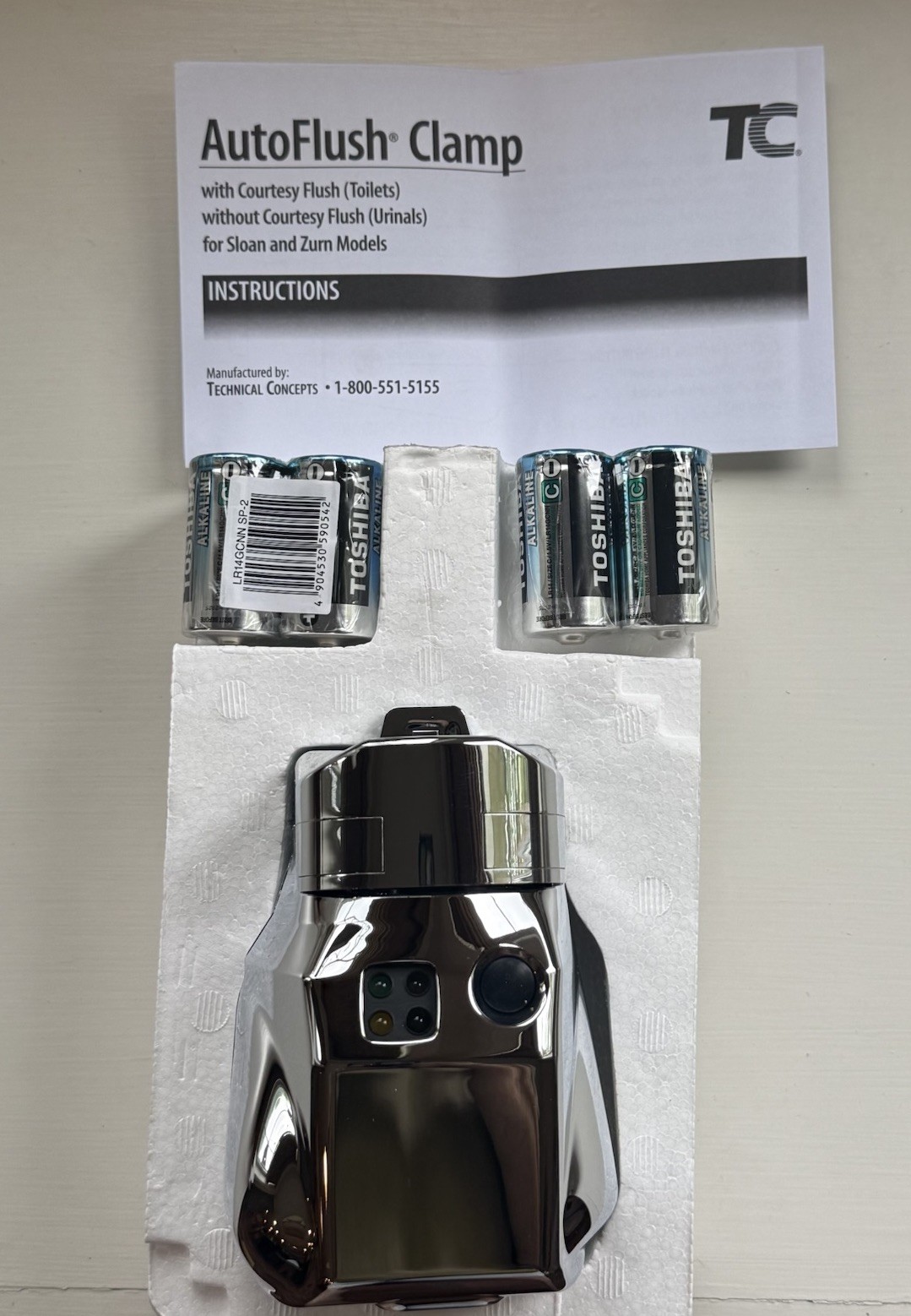 Toilet TC AutoFlush W/Courtesy Flush Chrome #401805A.Read Description