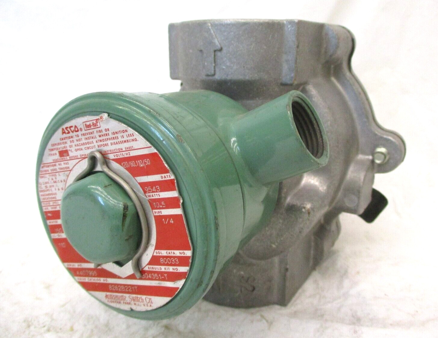 ASCO Red-Hat 8262B221T 120/60 110/50 Volts/Hz 1/4 Pipe A6951WVS
