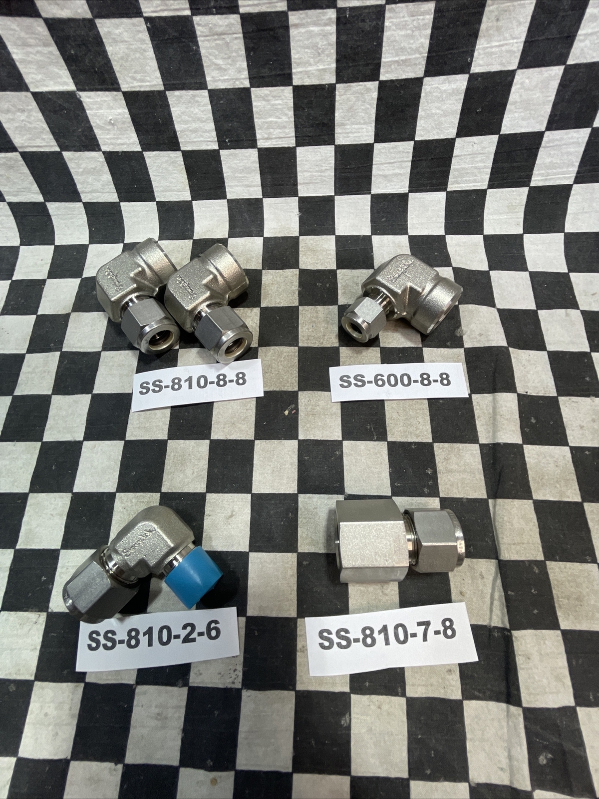 SWAGELOK SS-810-7-8, SS-810-2-6, SS-600-8-8, SS-810-8-8, LOT OF 5#125W10