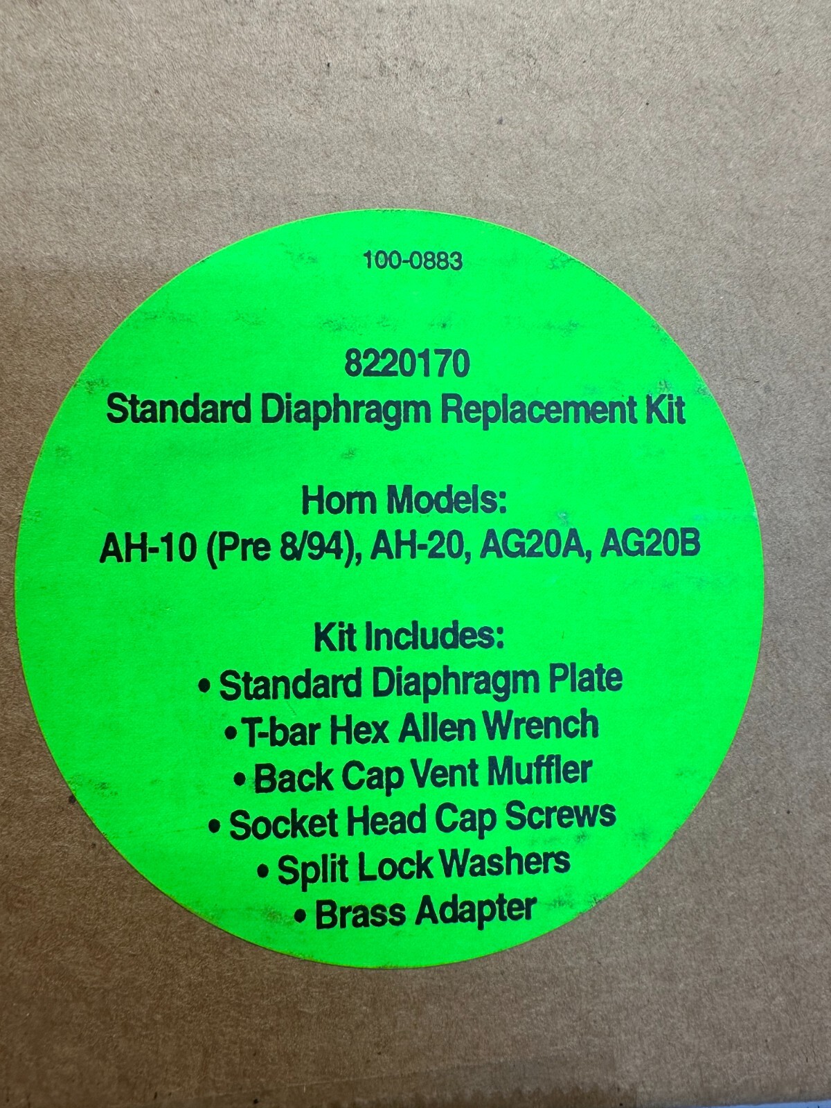 BHA ALTAIR LLC 8220170 AIR HORN DIAPHRAM REPLACEMENT KIT, BRAND NEW FREE SHIP