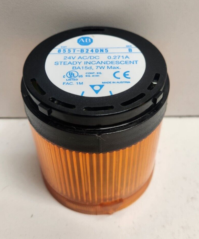GUARANTEED! ALLEN-BRADLEY 24V AMBER STACK LIGHT 855T-B24DN5