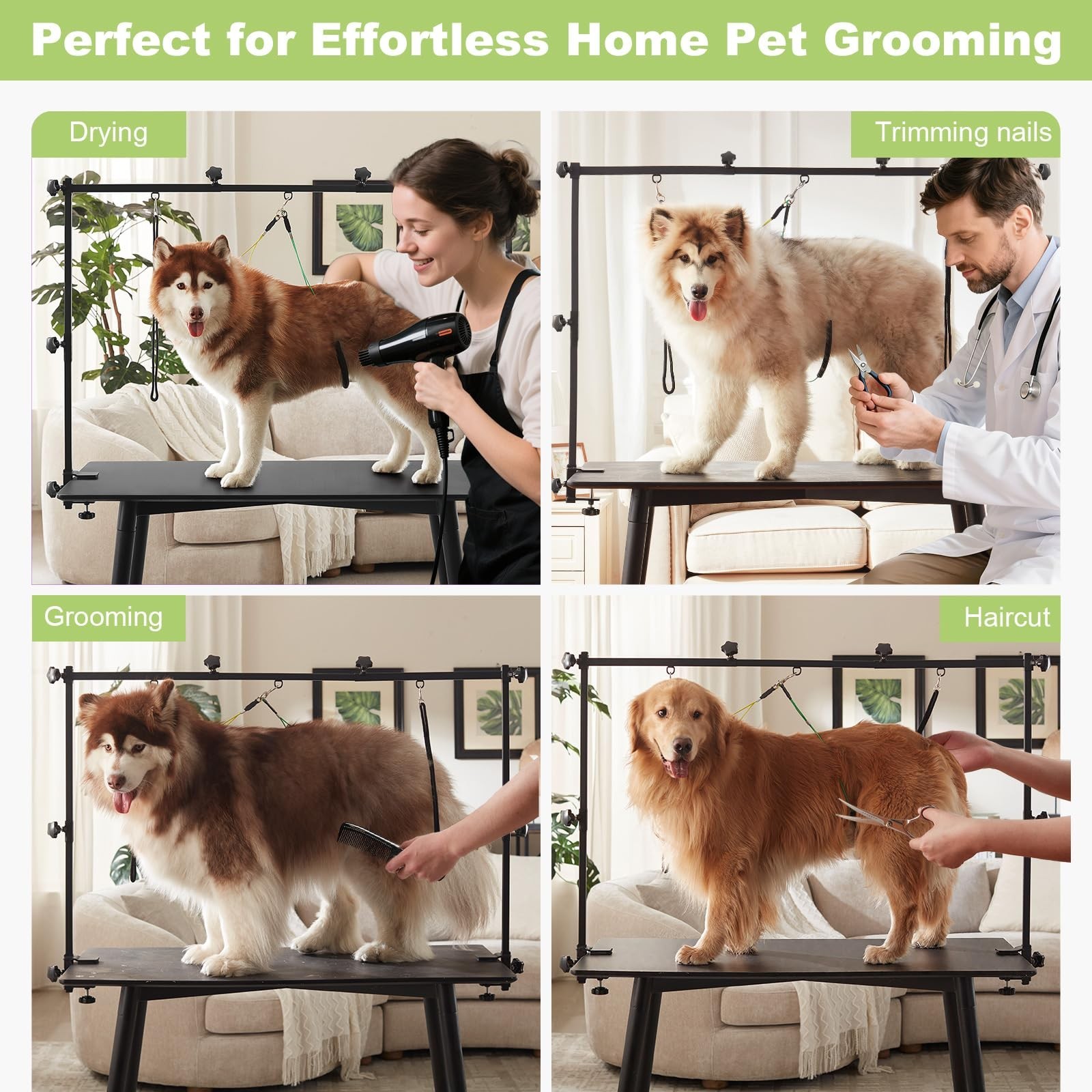 Home Dog Grooming Table Arm Adjustable 37″ Height, 35″-51″ Width Dog Grooming…