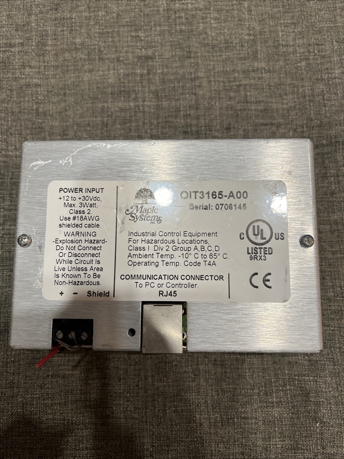 Maple Systems Backlight Operator Interface Panel – OIT3165-A00