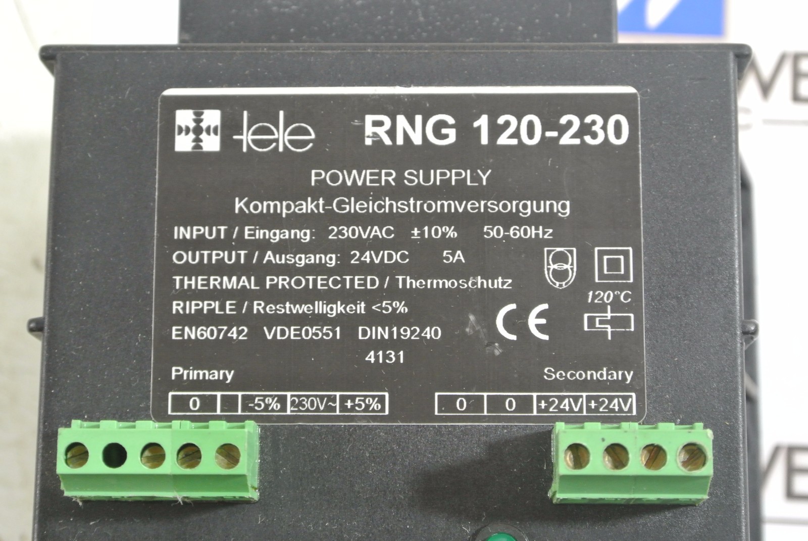 Tele RNG 120-230 Power Supply 240 VAC X 24 VDC