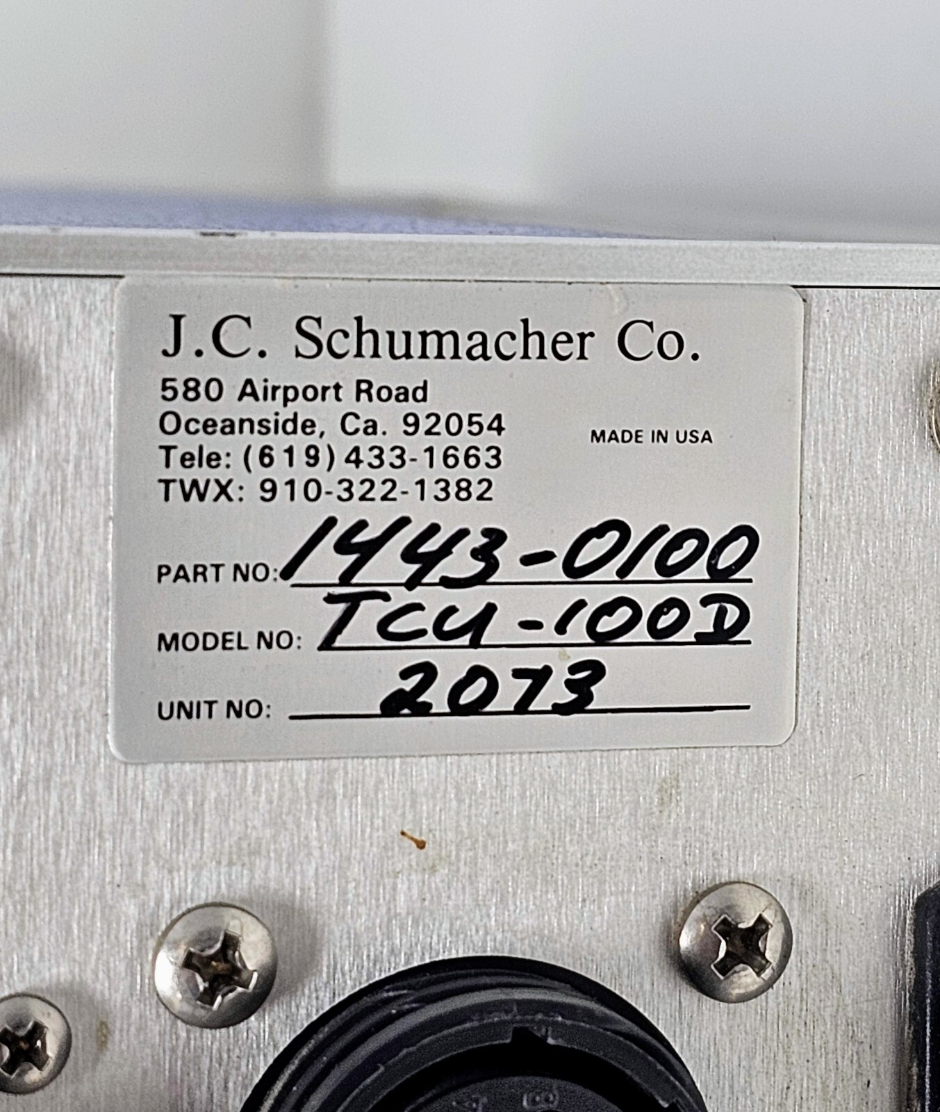 Schumacher Source Temperature Control System Module Model 100 TCU-100D 1443-0100