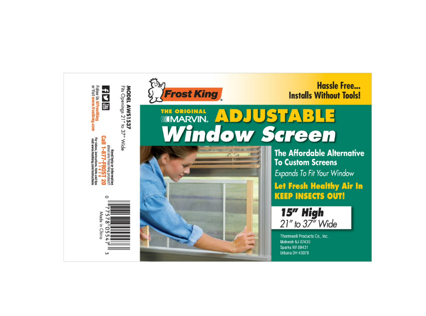 Frost King AWS1537/6W W.B Adjustable Window Screen 15in High with Wood Frame
