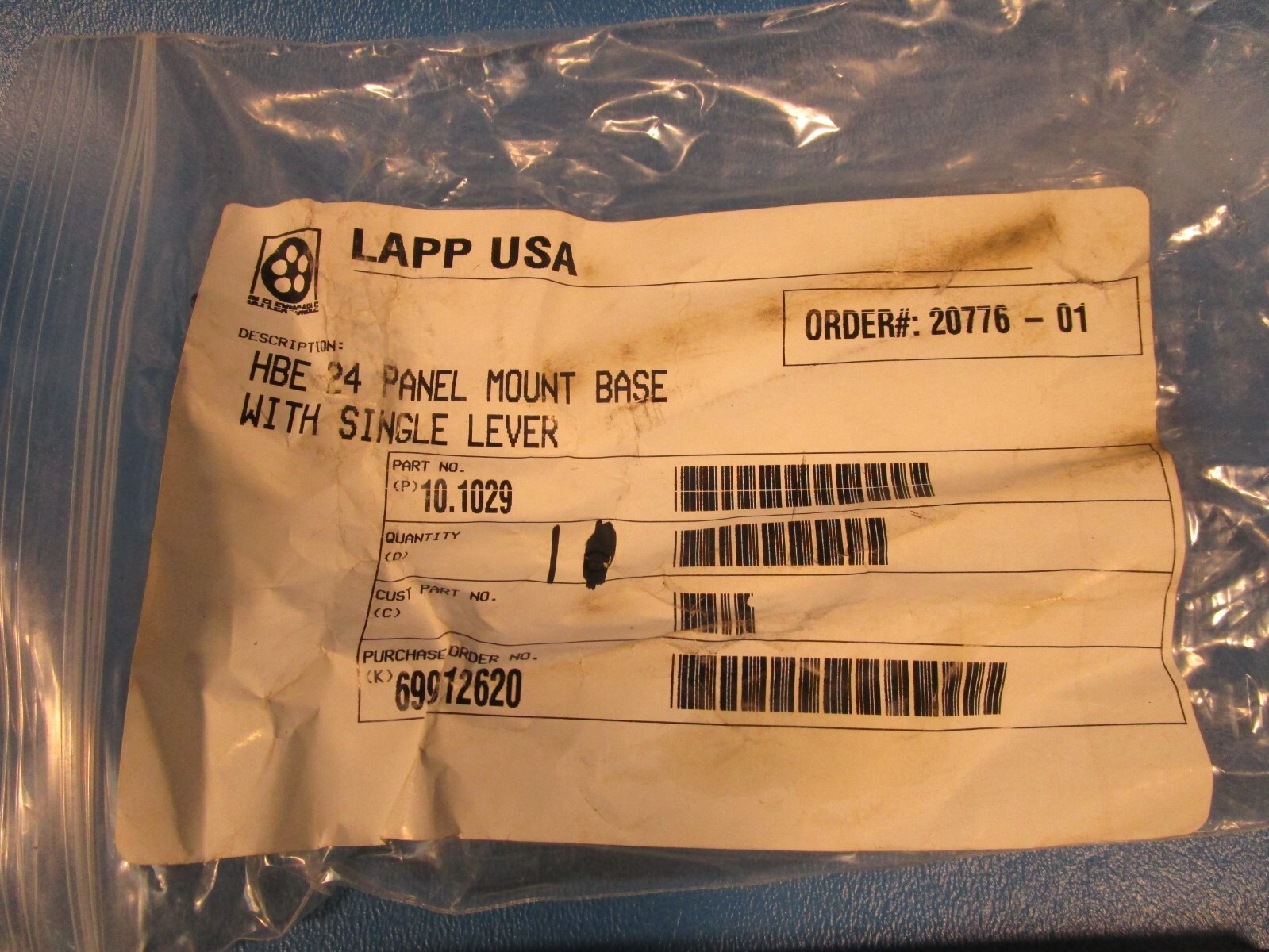 LAPP 10.1029. 101029 HBE 24 PANEL MOUNT BASE with SINGLE LEVEL