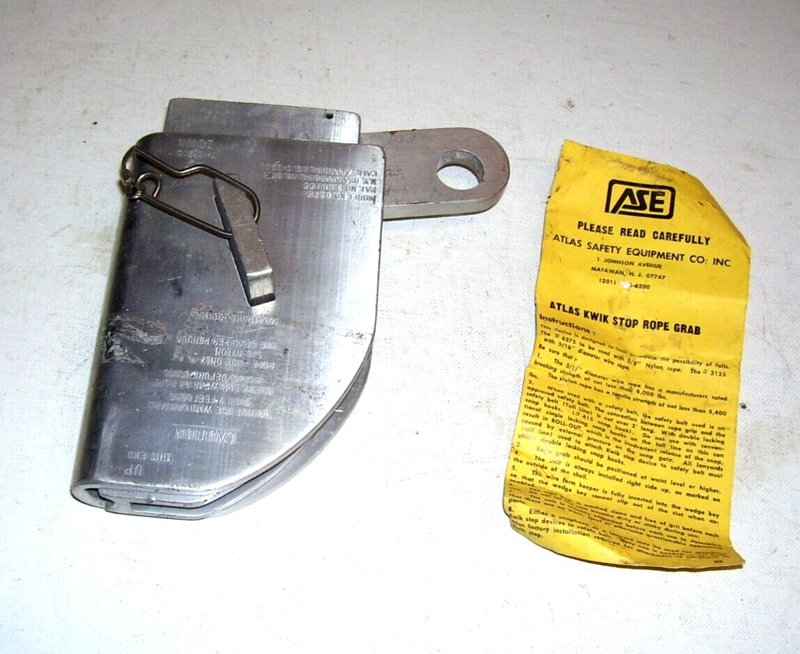 NICE Atlas Safety Equipment 6275 Kwik Stop Rope Grab, Never Used