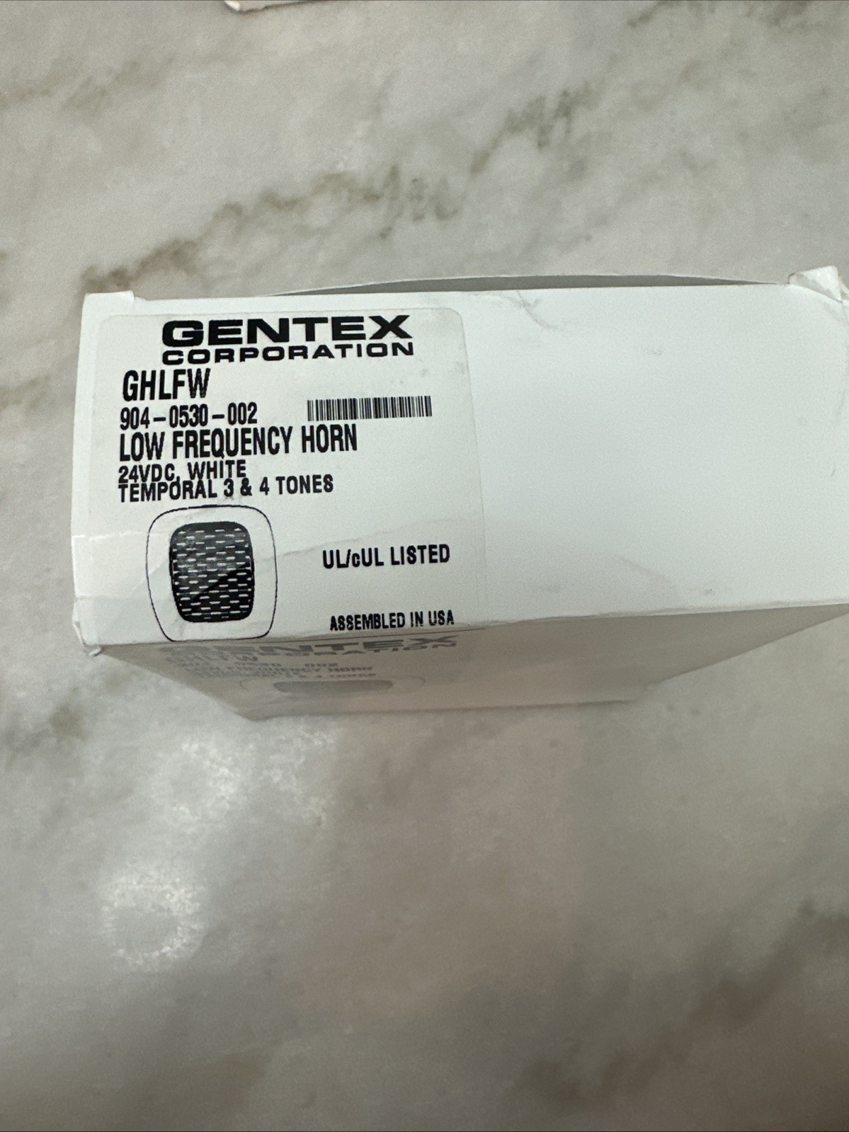 GENTEX Low Frequency Horn 24VDC, White Temporal 3 & 4 Tones GHLFW