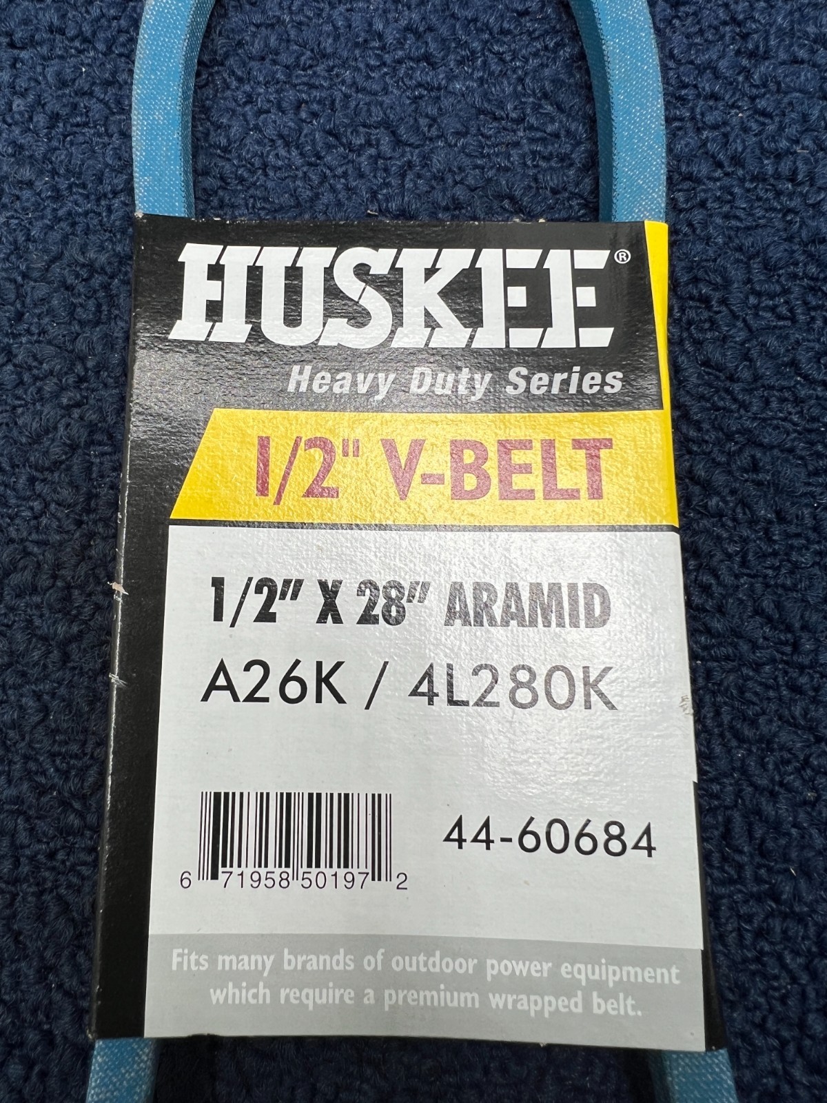HUSKEE A26K / 4L280K 44-60684 : Heavy Duty Series 1/2″ V-Belt 1/2″ X 28″ Aramid