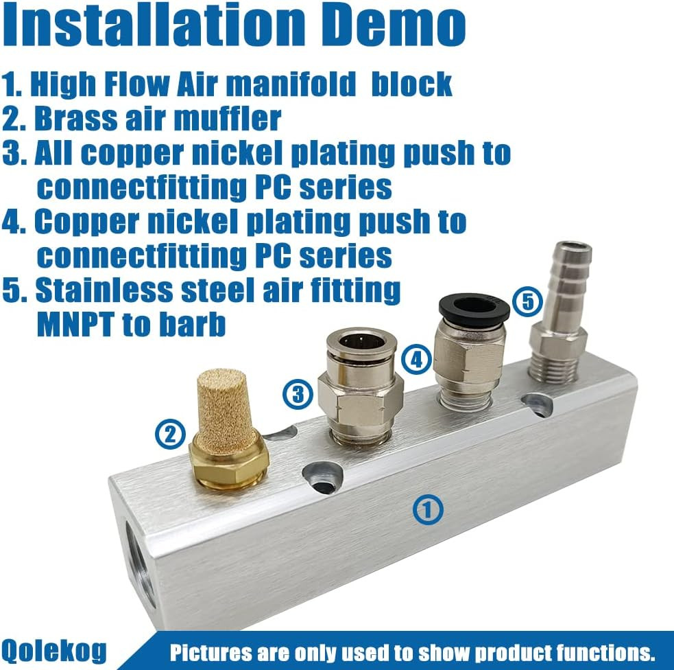 4 Way 6 Port Air Manifold 1/2″ NPT Supply Port 1/4″ NPT Outport with Mounting Ho