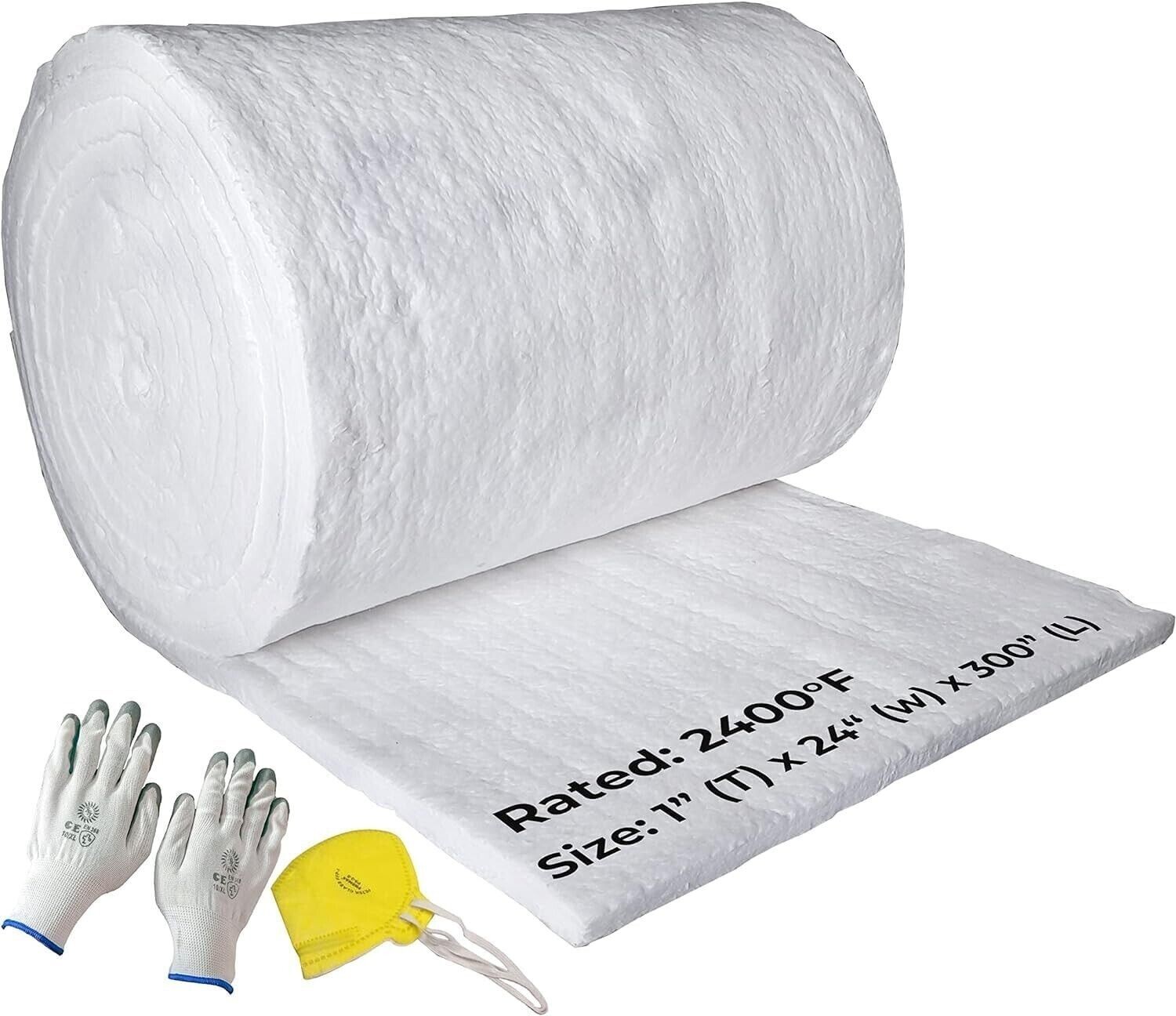 1″ Ceramic Fiber Insulation Blanket 2400F 8# High Temp Insulation 24″ X 25′