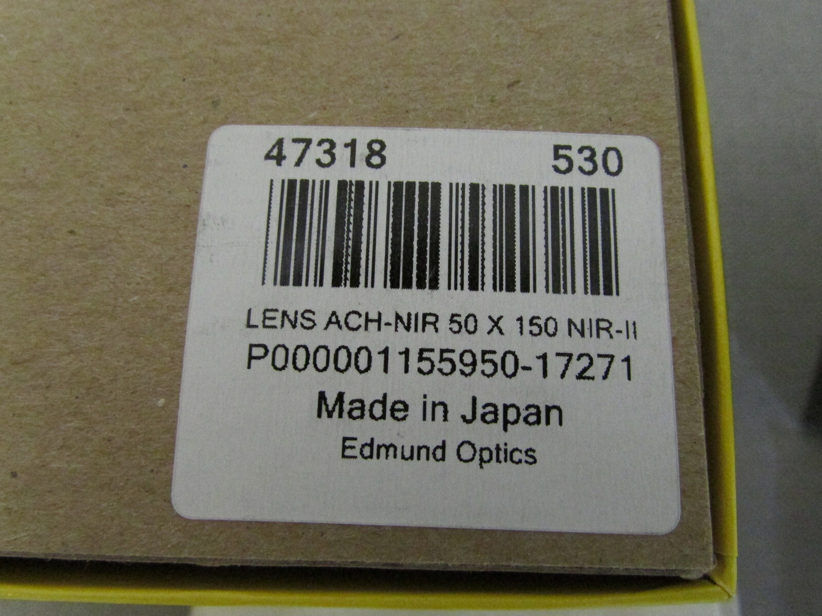 Edmund Optics Near-Infrared ACH-NIR 50mm X 150mm Focal Length Lens 47318 New