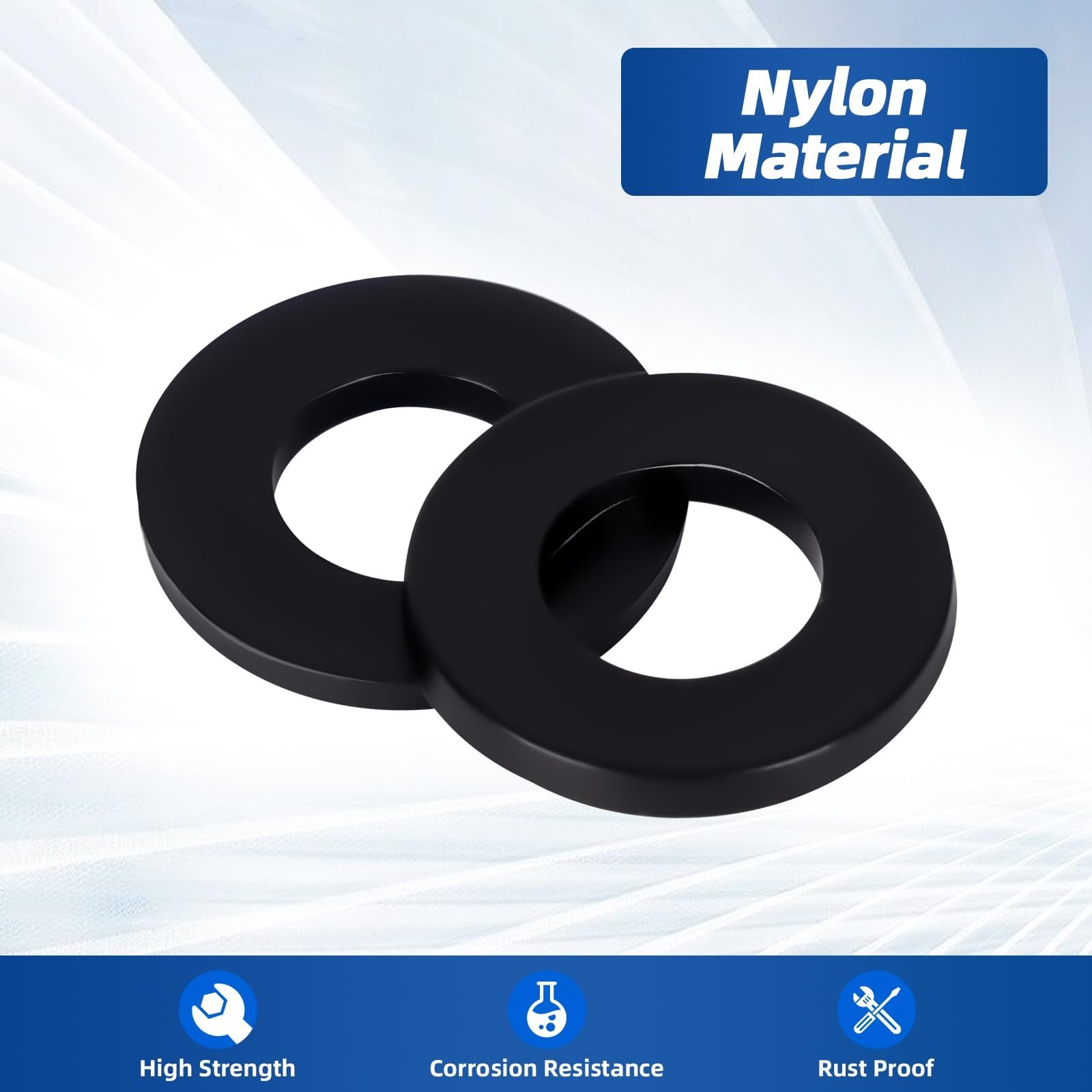 M4 Black Nylon Flat Washers, 4mm ID 9mm OD 1mm Thickness Plastic Sealing Gask…