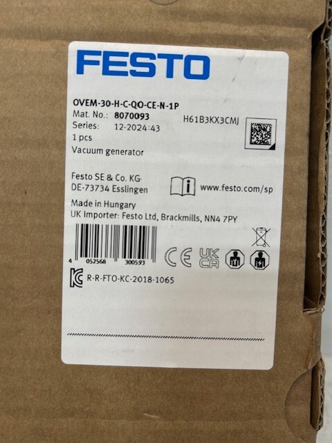 FESTO OVEM-30-H-C-QO-CE-N-1P VACUUM GENERATOR (KB)